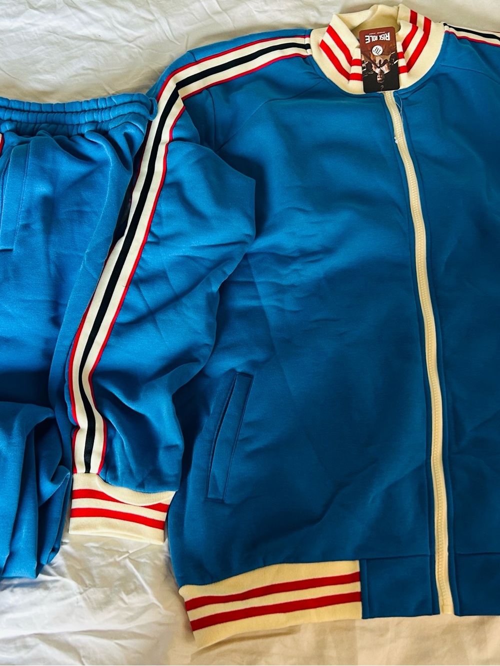 Blue Men's Athletic track suit blue XXL Zipper jacket and pants
